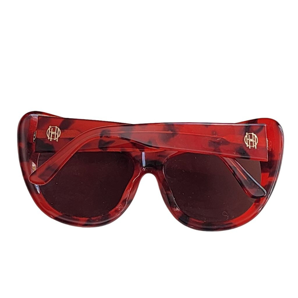 House of Harlow 1960 Chelsea Oversized Cat Eye Tortoise Sunglasses Red - Picture 4 of 9
